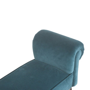 Teal Velvet Bench with Turned Feet