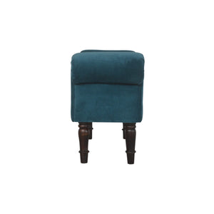 Teal Velvet Bench with Turned Feet