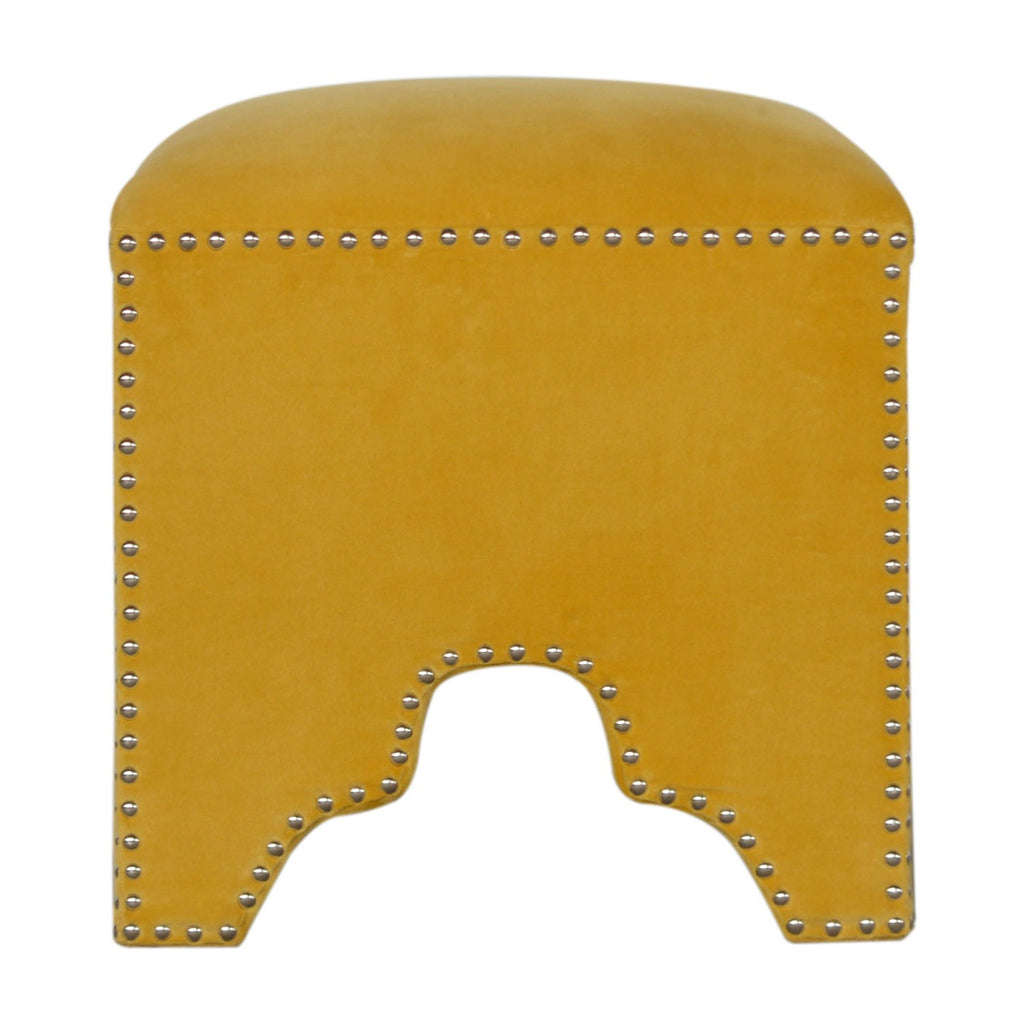 Mustard Studded Footstool