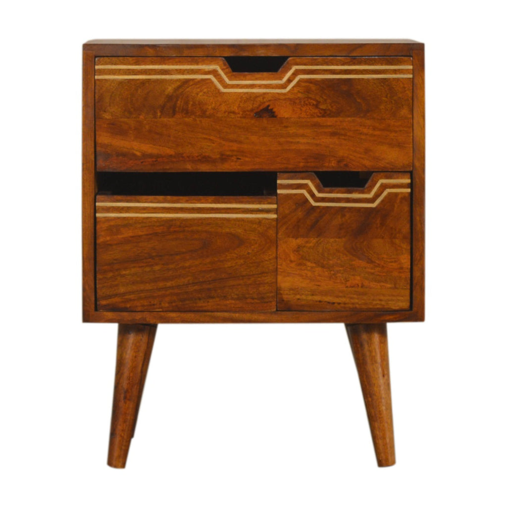 Multi Chestnut Bedside with Removeable Drawers