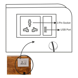 Curved Chestnut Bedside with Cable Access