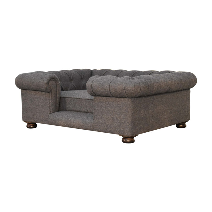 Battleship Tweed Deep Button Pet Sofa Bed