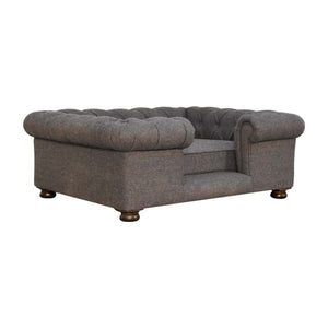 Battleship Tweed Deep Button Pet Sofa Bed