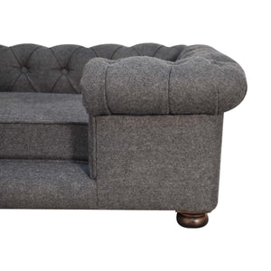 Battleship Tweed Deep Button Pet Sofa Bed