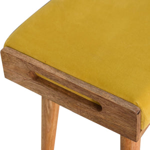 Mustard Velvet Tray Style Footstool