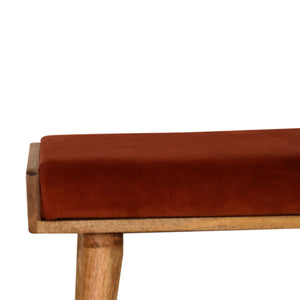 Brick Red Velvet Tray Style Footstool