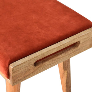 Brick Red Velvet Tray Style Footstool