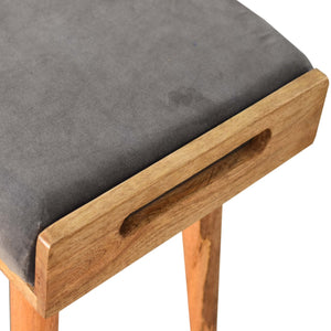 Grey Velvet Tray Style Grey Footstool