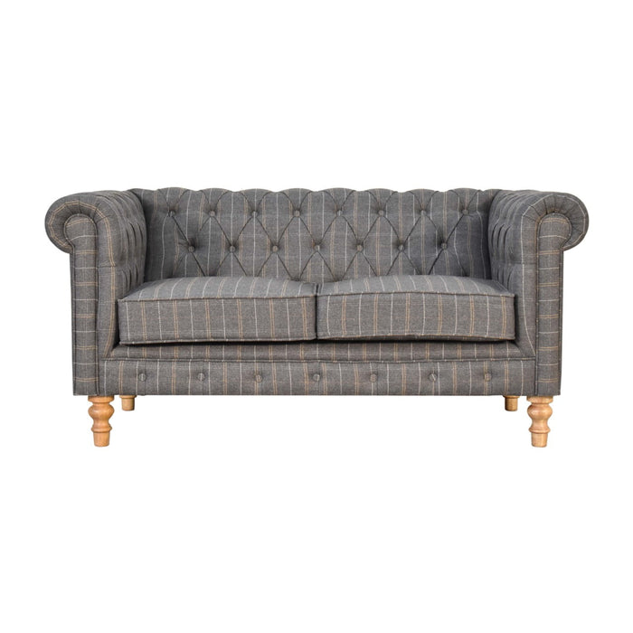 Pewter Tweed 2 Seat Chesterfield Sofa