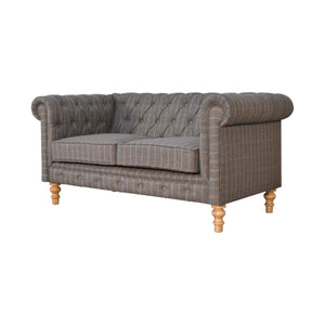 Pewter Tweed 2 Seat Chesterfield Sofa