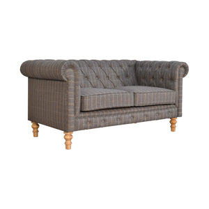 Pewter Tweed 2 Seat Chesterfield Sofa