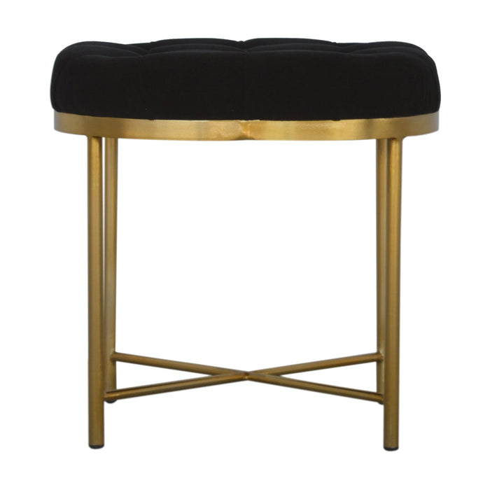 Clover Black Velvet Footstool - OUT OF STOCK