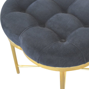 Clover Black Velvet Footstool - OUT OF STOCK