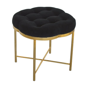 Clover Black Velvet Footstool - OUT OF STOCK