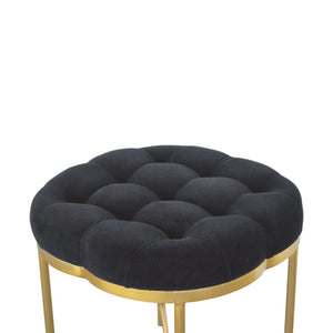 Clover Black Velvet Footstool - OUT OF STOCK