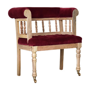 Wine Red Mini Deep Button Bench