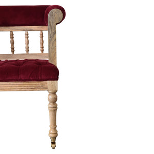 Wine Red Mini Deep Button Bench