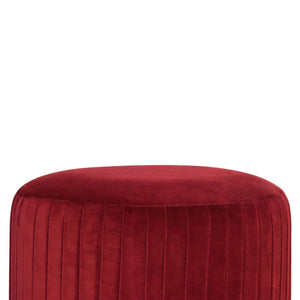 Wine Velvet Pleated Footstool