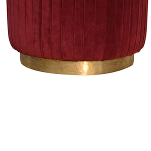 Wine Velvet Pleated Footstool