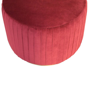 Wine Velvet Pleated Footstool