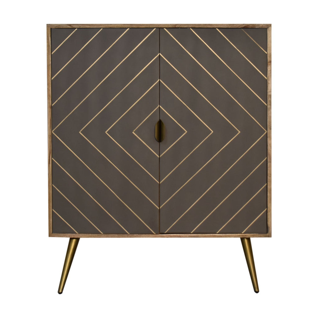 Sleek Cement Brass Inlay Cabinet