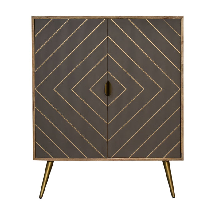 Sleek Cement Brass Inlay Cabinet