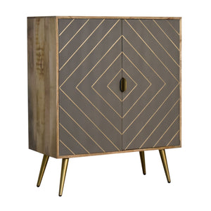 Sleek Cement Brass Inlay Cabinet