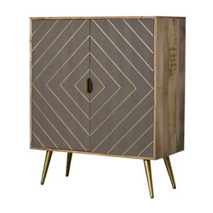 Sleek Cement Brass Inlay Cabinet