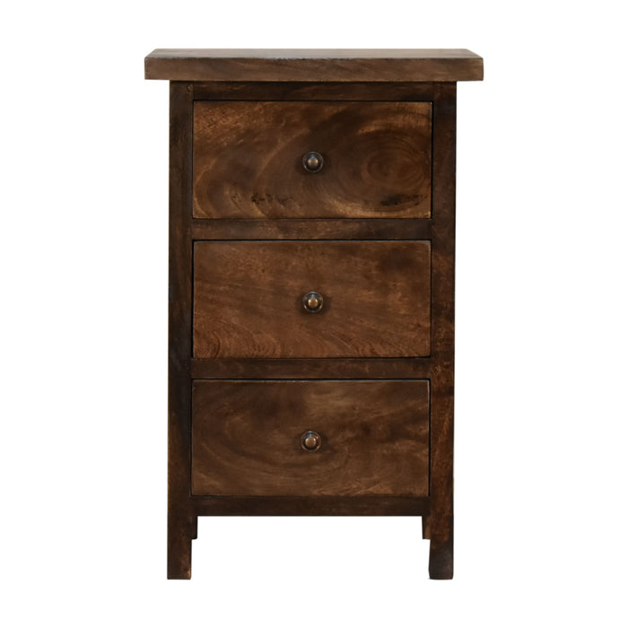 Chestnut Country Style Bedside with 3 Drawers