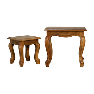 Oak-ish French Style Stool Set