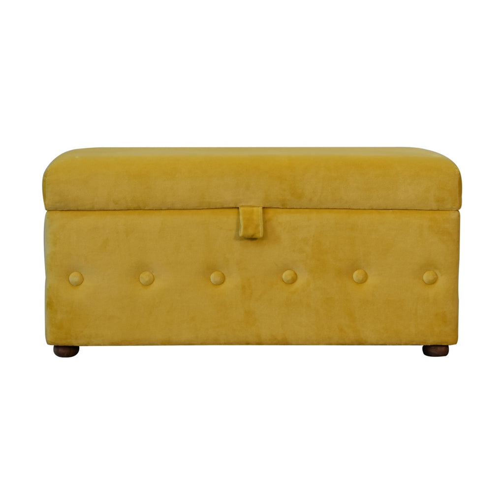 Mustard Velvet Lid-up Ottoman