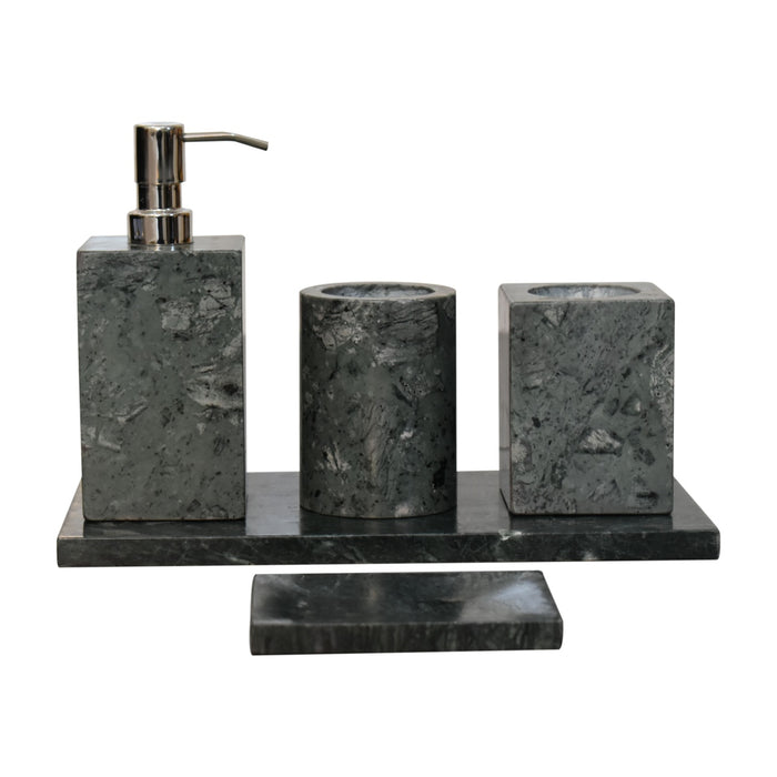 Polished Black Marble Bathroom Set of 5