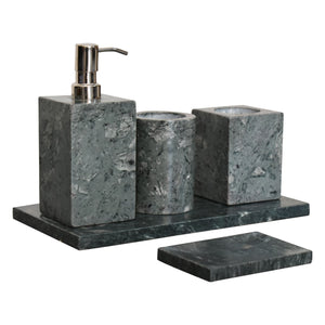 Polished Black Marble Bathroom Set of 5