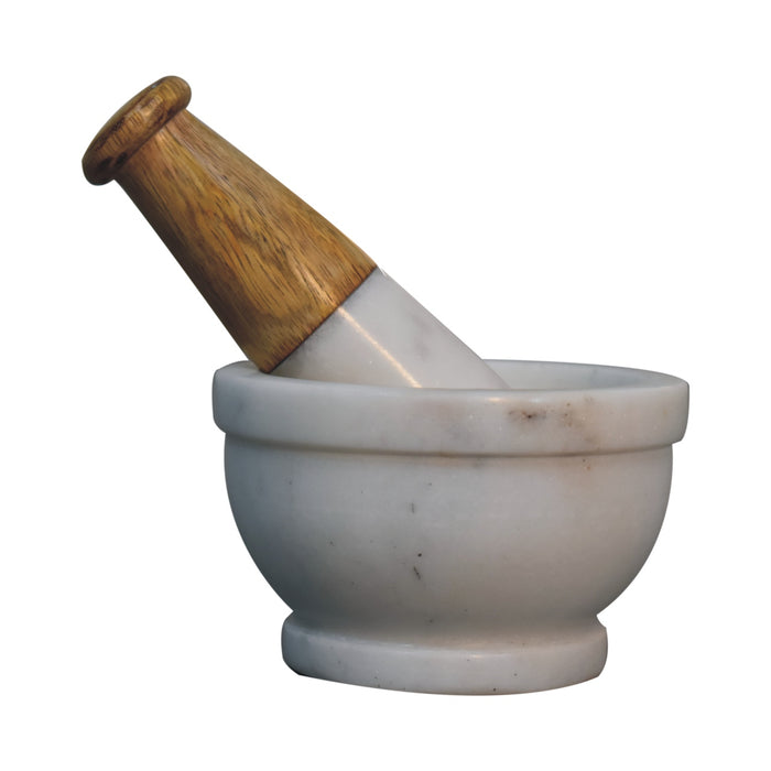 Large Wood & Marble Pestle and Mortar