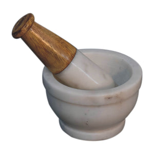 Large Wood & Marble Pestle and Mortar