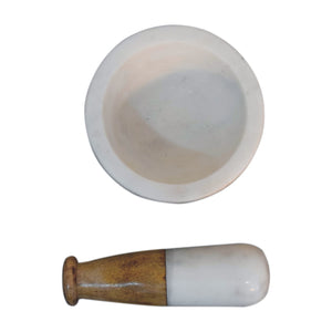 Large Wood & Marble Pestle and Mortar