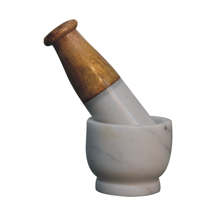 Small Wood & Marble Pestle and Mortar