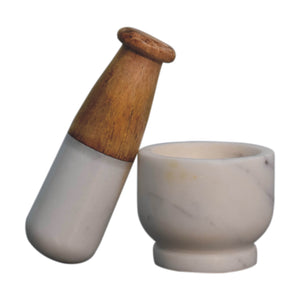 Small Wood & Marble Pestle and Mortar