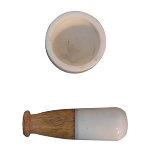 Small Wood & Marble Pestle and Mortar