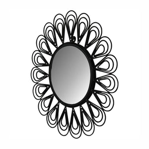 Black Coated Wired Flower Mirror