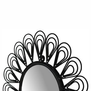 Black Coated Wired Flower Mirror