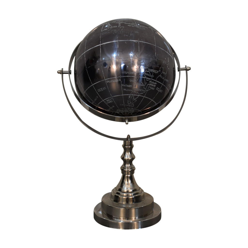 Black Globe with Chrome Frame