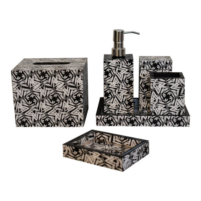 Aztec Printed Mango Wood Bathroom Set