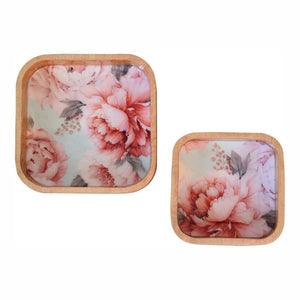 Pink Floral Square Bowl Set of 2