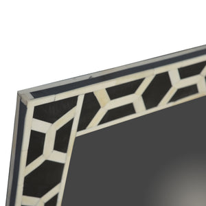 Square Mirror Frame with Bone Inlay Pattern