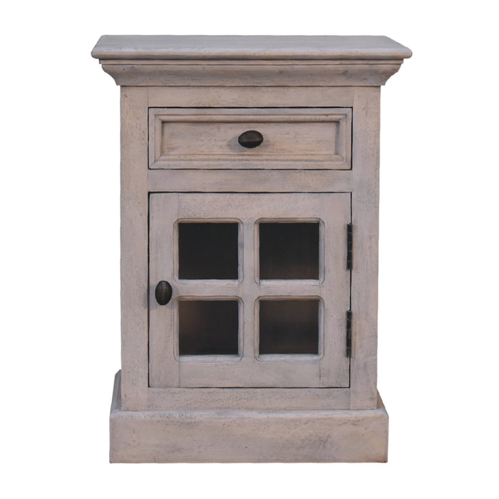 IN2112 - Stone Finish Bedside with Glazed Door