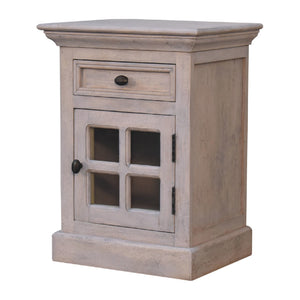 IN2112 - Stone Finish Bedside with Glazed Door