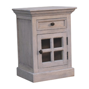 IN2112 - Stone Finish Bedside with Glazed Door