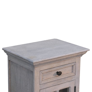 IN2112 - Stone Finish Bedside with Glazed Door