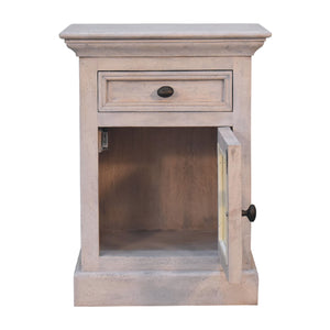 IN2112 - Stone Finish Bedside with Glazed Door